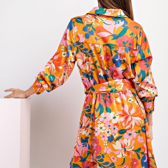NWT Silky floral Print Dress - Picture 8 of 9